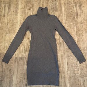 Grey knit turtleneck dress